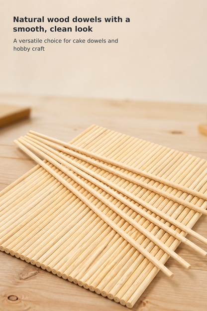 50-Piece Wooden Dowel Rod Set – 1/4 × 12 Inches